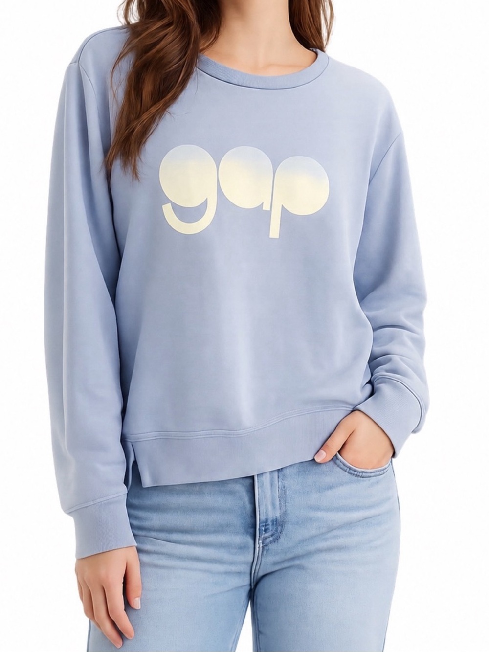 Light Blue Periwinkle GAP Graphic Logo Crewneck Sweatshirt Size XL